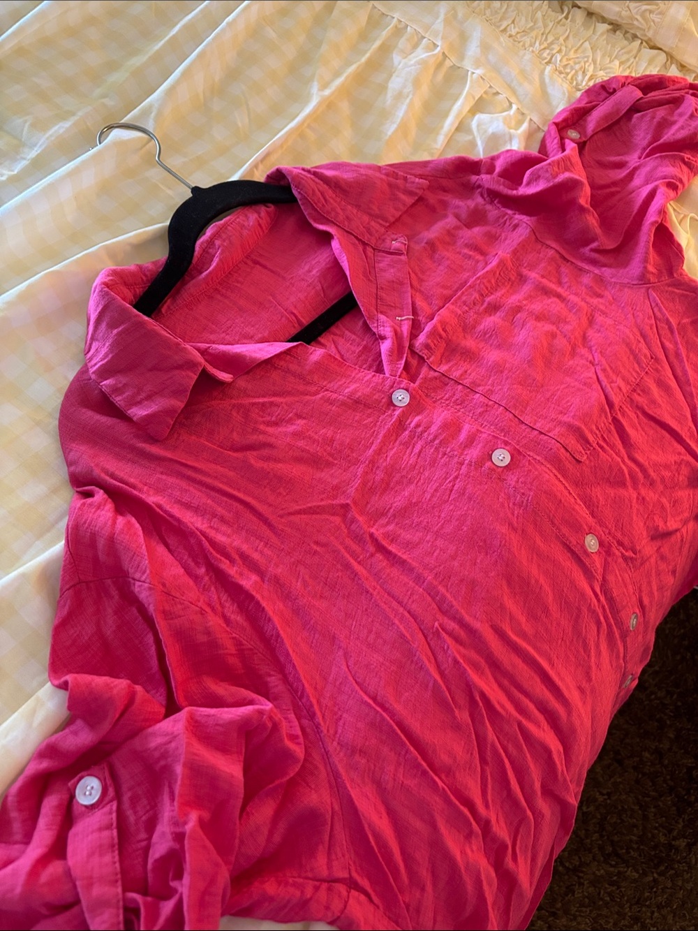 Bright Pink Button-Up Shirt